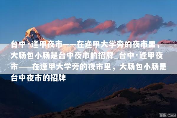台中·逢甲夜市——在逢甲大学旁的夜市里，大肠包小肠是台中夜市的招牌_台中·逢甲夜市——在逢甲大学旁的夜市里，大肠包小肠是台中夜市的招牌
